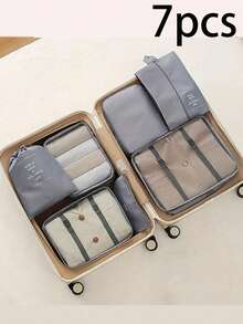 7pcs/Set Large Capacity Travel Organizer, Waterproof Portable Luggage Packing Cubes For Clothes, Suitable For Travel, Luggage, Backpack, College Dorm Essentials - Multicolor - View 17