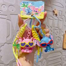 迪士尼《星际宝贝》夏日海滩系列PVC吊坠 - 安迪·史迪奇，可爱外星人角色挂件，耐用防水PVC材质，热带海滩主题设计，精致包包/钥匙扣配饰，官方卡通饰品，史迪奇粉丝的完美礼物，收藏装饰品 - 彩色 - 查看 4