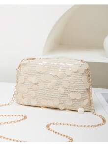 Sequin Chain Small Crossbody Bag For Women, 2025 New Arrival, Versatile French Fashion Mini Square Shoulder Bag