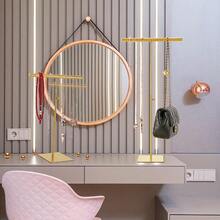 SHUNKAIZS Soporte de joyería para collar soporte de exhibición para bolso 2 soportes de exhibición de acero inoxidable altura ajustable para collares pulseras bolsa dorado - Dorado - Ver 3