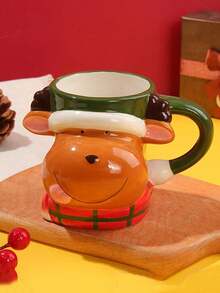 1 pezzo Tazza in ceramica creativa a cartone animato, stile carino da studente, adatta per Natale, tazza per il latte