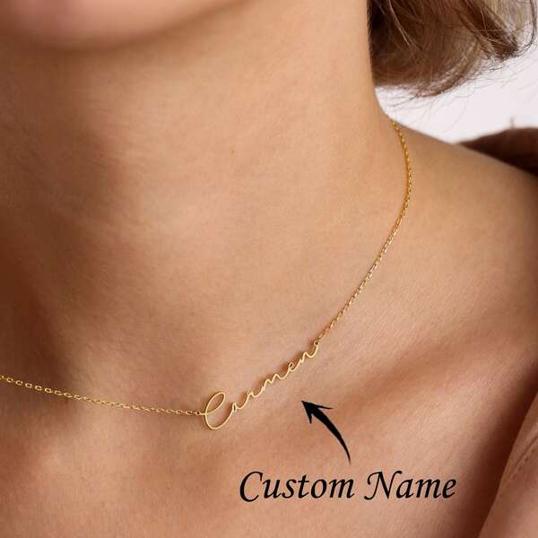 Personalized Custom Signature Fine Chain Necklace DIY Custom Letter Brand Jewelry Birthday Gift Mother's Day Gifts,Gold,Stylish,Colorful,Vintage,Simple,Unisex, Utilitarian Chic, Delicate Romance, Look Glamour