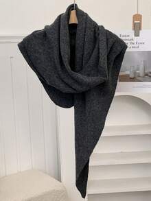 1pc Women's Solid Color Triangular Knit Shawl, Loose Fit, Warm, Elegant Style, Suitable For Outdoor Travel In Autumn/Winter And Snowy Season For Dress