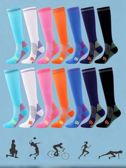 qinwa 女士高压缩运动袜，透气性好，适合跑步、骑行、瑜伽、羽毛球、跳绳等运动，具有防滑功能。