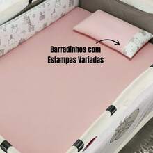 Portable Crib Sheet With Pillowcase, Detachable Cotton Playpen, 2 Pieces - 鮭魚 - 查看 2