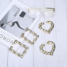 80s 90s Hip Hop Costume Kit Gold Chunky Cuban Chain Necklace Bracelet DJ Transparent Sunglasses Heart Rectangle Shaped Bamboo Earrings Rapper Accessories For Women Men