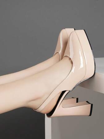 Women's Waterproof Platform High Heel Hollow Out Pumps, Fashion Shoes In Pink, Apricot, White, Black, Red, Silver, Gold