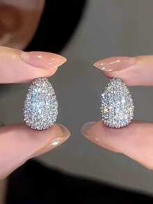 1 Paar Charm Ohrstecker mit kubischem Zirkonia für Frauen, für Hochzeit, Verlobung, Jahrestag, Party, Schmuck, Valentinstag Geschenk