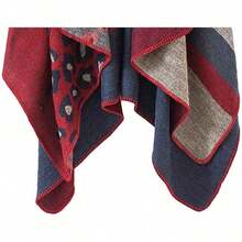 Women's Warm Shawl Wrap Cape Winter Cardigan Sweaters Open Front Poncho - A3-紅色 - 查看 4