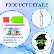 8pcs Diamond Painting Keychain Kit With Tools, Cute Hanging Diamond Painting Keychains, Skull, Camping Diamond Craft Supplies, DIY Jewelry, Halloween Gift