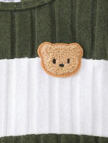 2 Stück Baby Langarm Fleece Outfit mit süßem Bären Design, super weich, dehnbar, minimalistisch & bequem, Baby Jungen Set