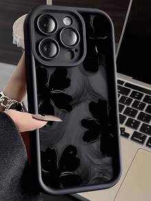 1 pieza Funda protectora de teléfono con patrón de flores pintadas de tacto suave y cobertura completa, resistente a caídas, de moda, compatible con iPhone 16, 15, 14, 13, 12, 11 Pro Max, A55/54/53/52/51, S24/23/22/21 Ultra, unisex
