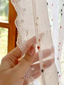 1 szt. Francuska zasłona z woalu z koralikami w kolorze dopaminy i delikatną koronką, zasłona do sypialni/salonu, zasłona w kolorze kawy, wystrój domu - Wielokolorowe - Zobacz 3