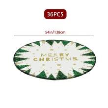 1/36pcs Christmas Tree Round Elastic Tablecloth, Holiday Christmas Design, Durable Polyester Material, Easy To Wipe, Suitable For Indoor/Outdoor Picnic, Camping, Holiday Dinner (Fits Standard Size Tables), Christmas Tablecloth, Picnic Tablecloth, Holiday Dining Decor - Multicolor 06 - View 10