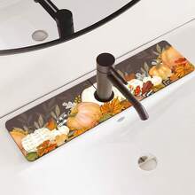 1pc Autumn Harvest Festival, Pumpkin Water-Saving Trough Faucet Drain Pad, Dining Table Pad, Bathroom Diatom Mud Absorbent Pad, Household Countertop Anti-Slip And Mildew-Proof Pad.