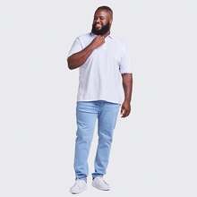 Men's Plus Size Cotton Polo Shirt - White - View 4