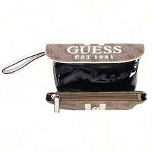 Guess Vintage Versatile Commuting Fashion Synthetic Leather Handheld Crossbody Clutch Bag, Medium Size, Women's Style, Black/Latte/GSPB8962064LAT/GSPB8962064LAT