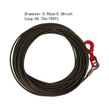 LianDu-US 8inx150FT Wire Rope, Stainless Steel Wire Rope Cable With Swivel Hook And Self Locking Hook For Winch Operations, Lifting, Rigging, Towing (Red) - Red - View 8