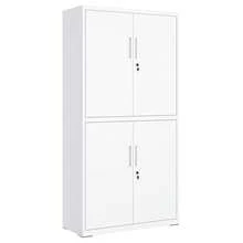 Armoire de Garage à 5 Étagères avec 4 Portes, Armoire de Bureau, 40 x 80 x 180 cm, 2 Serrures, Étagères Réglables, en Métal,Blanc Mat - Blanc - Voir 2
