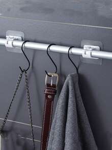 Self-Adhesive Curtain Rod, Adjustable Curtain Rod Hooks, No Nails Needed, Suitable For Bathroom, Kitchen, Hotel - Multicolor - View 2