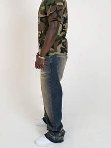 男士休闲修身浅蓝色牛仔裤，浅色水洗喇叭裤脚牛仔裤，九分时尚长款街头风，适合休闲穿着，可搭配夏季牛仔裤。 - 銅色 - 查看 5