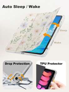 xercxerc Ditsy Flower Print Flip Case For IPad Air 11 Inch, IPad Pro 12.9/11/10.9 (2025/2024), IPad Mini 8.3, Galaxy Tab S10+/S9+/S8+/S7 FE /A9/A8/A7+ - PU Leather Cover With TPU Soft Back, 360-Degree Foldable Stand, Pencil Slot, Shockproof Anti-Scratch Auto Wake/Sleep, IPad Case 9th/10th/11th Generation, Fall IPad Case, Back To School - 米色 - 查看 8