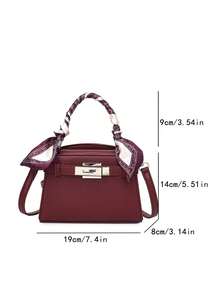 Túi xách nữ màu đỏ tía, thiết kế quai đeo vai cao cấp thời trang, túi đeo vai trang trí khăn độc đáo, túi đeo chéo có dây đeo điều chỉnh được bằng kim loại cao cấp, thích hợp cho mùa Thu/Đông. - Màu Đỏ Sâu - Xem 6