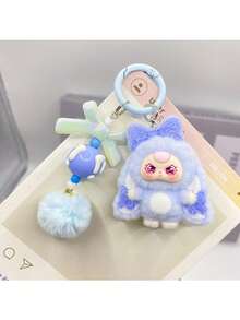 1 件卡通 3D 植绒可爱饰品钥匙扣，卡通吊坠包饰，男女通用钥匙圈配件万圣节配饰教师节圣诞节礼物创意