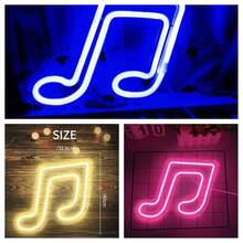1pc Musical Note Neon Sign, LED Neon Light Battery/USB Powered Decorative Light, Table And Wall Decorative Light, For Girl's Room, Dormitory, Wedding Anniversary, Valentine's Day, Birthday Party, Home Decoration Light
