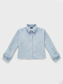 Elegant Loose Fit Women's Winter Jacket - Blue - View 4