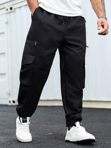 Plus Size Men's Casual Solid Color Cargo Pants