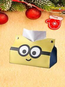 Minions Minions 1pc Medium Capacity Creative Shape Thick Plastic Material Minions Cartoon Tissue Box Yellow Pattern Rectangular Double-Sided Printing Decorative Storage Box Suitable For Desktop Living Room Bedroom Restaurant Office Festive Gift