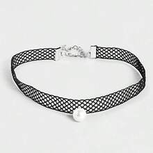 Goth Hollow Lace Choker Necklace Pearl Pendant Necklace Black Lace Choker Necklace Tattoo Necklace Choker Jewelry For Woman Halloween Wedding Party Cosplay#SSDD B BJNHMJ