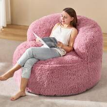 Hobestluk Bean Bag Chair Bean Bag Chairs Adults Big Adult Bean Bag Chair With Foam Filler Large Beanbags With Stuffed Back Lazy Sofa, Pink-Oversize - 粉色 - 查看 5