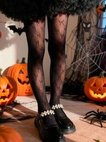 One Piece Black/White/Beige Mesh Fishnet Stockings Tights High Waist Fishnets Tights With Bow Decor For Baby Girls, Kids Daily Dresser Thigh High Suspender Stockings Pantyhose, Toddler Travel Party Pantyhose, Perfect For Casual Wear & Halloween Decorations Thanksgiving Christmas Xmas Gift