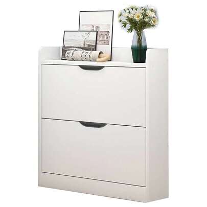 Gabinete para Zapatos Delgado con 2 Cajones Giratorios – Ideal para Entrada, Sala o Recámara, sin Ocupar Espacio Mueble Organizador de Zapatos con Cajones Giratorios – Diseño Delgado, Perfecto para Casas Pequeñas o Departamentos