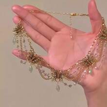 1 pezzo Collana con nappine e farfalla, collana di moda multistrato di alta qualità con texture di design esclusivo