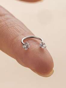 Chic Stainless Steel Heart-Shaped Nose Ring With Sparkling Zirconia - Perfect For Everyday Wear & Gifting