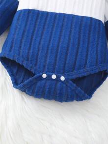 2pcs Set Baju Bayi Balita Lengan Panjang Bahan Fleece Motif Beruang Lucu, Sangat Lembut, Elastis, Minimalis & Nyaman, Untuk Bayi Laki-laki - Baby Blue - View 7