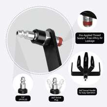 Wangsucc Pneumatic Tool Rafter Hook Hanger With 1/4&#39;&#39; Swivel Air Fittings And 3/8&#39;&#39; And Brass Bushing, Heavy Duty Pneumatic L-Shaped Raffer Hook 1 Pieces