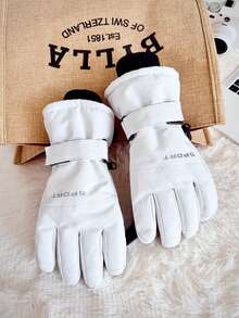 Buchstaben-Muster Outdoor Fahrradhandschuhe mit Thermofutter, Winter