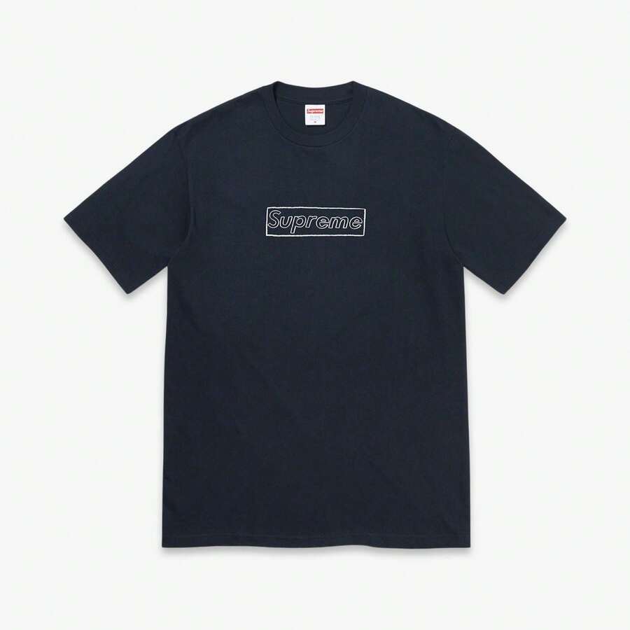 Supreme X KAWS Tee 'Chalk Logo' Navy Blue (SS21) - Blue - View 1