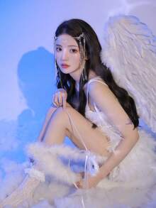 1件天使羽毛翅膀，圣诞派对用品，成人及儿童舞台表演服装配饰，复活节天使翅膀道具，万圣节服装羽毛翅膀，儿童及成人摄影道具，仙女翅膀服装配饰，戏剧道具，主题派对，节日派对用品，圣诞派对用品 - 彩色 - 查看 8