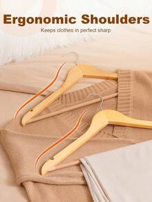 3/5/10 piezas Perchas de madera, perchas para abrigos antideslizantes, perchas resistentes para batas de baño, adecuadas para armarios, perchas multifuncionales y ahorradoras de espacio para camisas, chaquetas, vestidos, pantalones, adecuadas para regalos de vuelta al colegio, Acción de Gracias, Halloween, Navidad