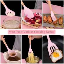 XBJ 19-Piece Kitchen Utensil Set Including Spatulas, Spoons, Knives And Other Kitchen Utensils, Cooking Utensil Set With Storage Rack, Kitchen Utensils, Kitchen Utensil Set, Black Knife Sets, Pink Knife Sets, Stainless Steel Knife Sets, It Is Suitable For Daily Household Use And Small Catering. Cutting Is Efficient And Effortless, And Novices Can Also Easily Control It. A Set Meets All Kitchen Knife Needs. Suitable For Kitchen, Courtyard, Christmas Party, Holiday Gifts, Halloween, Christmas Gifts - Bộ dụng cụ nhà bếp nhiều màu - Xem 6
