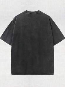 230g Washed Single-Sided T-Shirt, Art Clown T-Shirt, Movie Shirt, Fun Halloween Shirt, Gifts For Men And Women, Casual Round Neck, Men's And Women's Tops, Perfect Gifts. - 黑色 - 查看 2