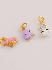 1PC Kawaii Animal Pendant Enamel Charms For DIY Jewelry Tiger Bear Bunny Elephant Lucky Fish Charm Handmade Materials Accessories