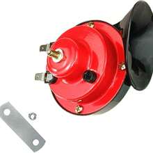 專業300db汽車喇叭-適用於機車、卡車、汽車和船隻-耐用、防水、高低音高音量汽車喇叭-12v - 紅色 - 查看 8