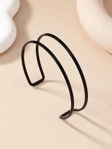 1pc Metal Bar Arm Cuff Bracelet, Simple & Fashionable Design, Suitable For Women To Wear To Parties And Gatherings, Gift - Two Bars - View 5