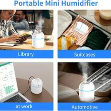 Portable Mini Humidifier, 250ML Small Humidifier, 3-In-1 Colorful Mini Humidifier + Night Light + Car Humidifier, Cool Mist Humidifier With Aroma Pads, USB Portable Humidifier For Travel - trắng - Xem 8